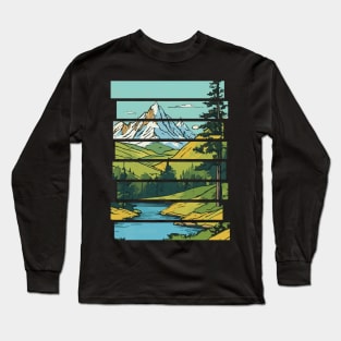 Vintage Mountain Landscape Long Sleeve T-Shirt